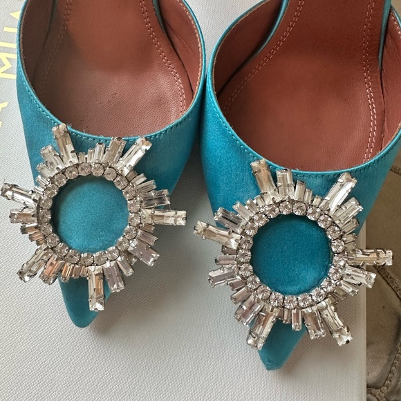 Amina Muaddi Begum Crystal Brooch Slingback - Picture 3 of 14